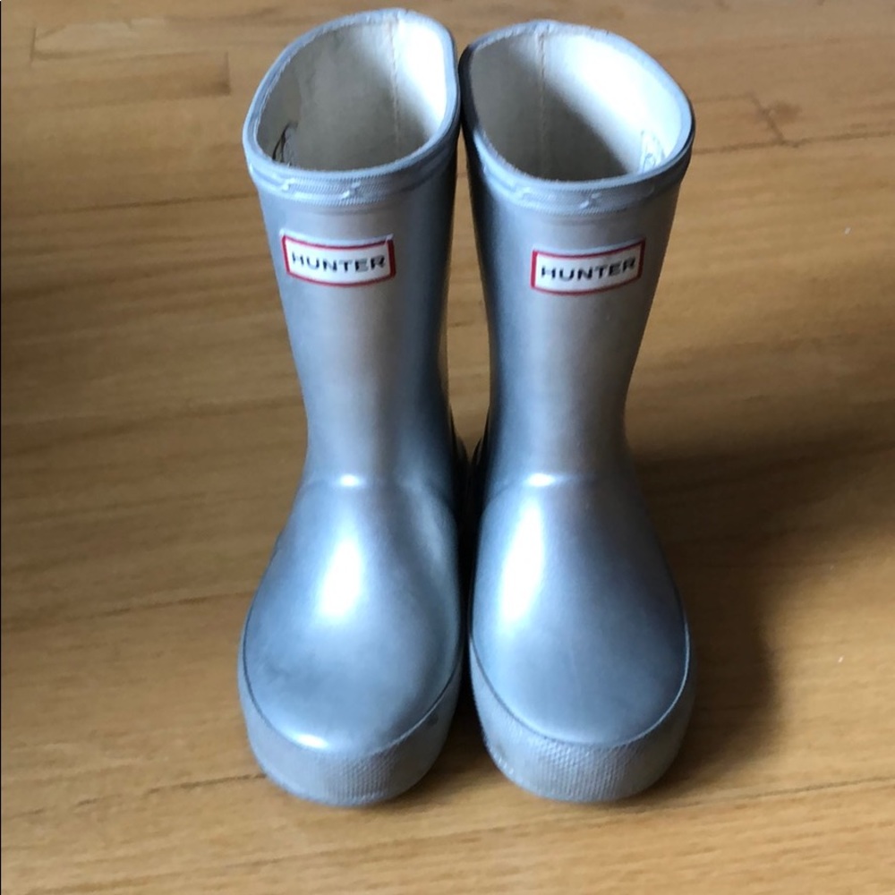 Little Girls silver Hunter boots size 7